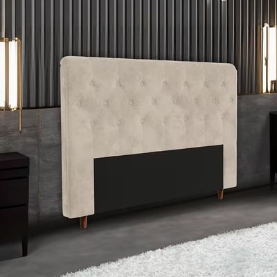 Cabeceira para Cama Box Casal Marcela com Revestimento em Suede Portobel Bege