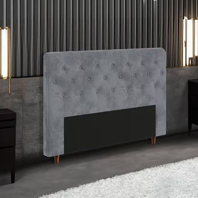Cabeceira para Cama Box Casal Marcela com Revestimento em Suede Portobel Cinza