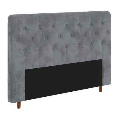 Cabeceira para Cama Box Casal Marcela com Revestimento em Suede Portobel Cinza