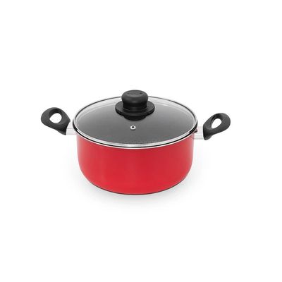 Caçarola Gourmet 24cm Ultra 7 Camadas 5L com Tampa de Vidro Multiflon Vermelho