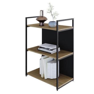 Estante C/03 Prateleiras 84x60x33cm C/fundo Yon Vermont Oak/est.preta Vermont Oak/est.preta
