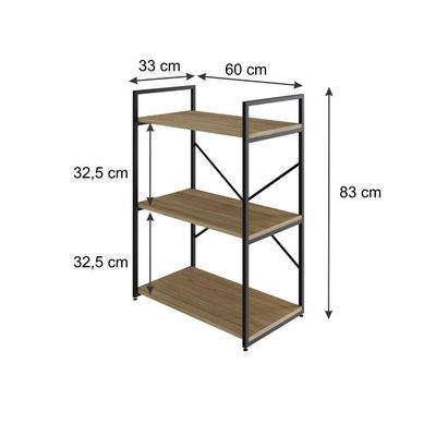 Estante C/03 Prateleiras 84x60x33cm Yon Vermont Oak/est.preta Vermont Oak/est.preta