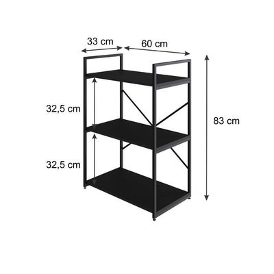 Estante C/03 Prateleiras 84x60x33cm Yon Preto Tx/est.preta Preto Tx/est.preta