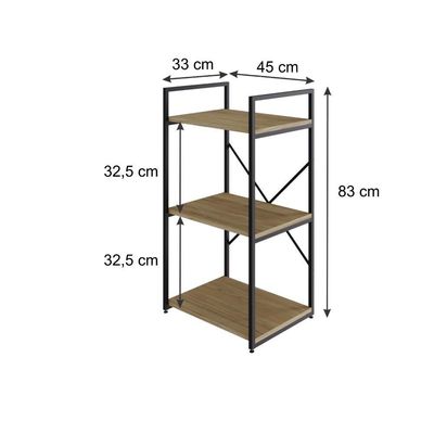 Estante C/03 Prateleiras 84x45x33cm Yon Vermont Oak/est.preta Vermont Oak/est.preta