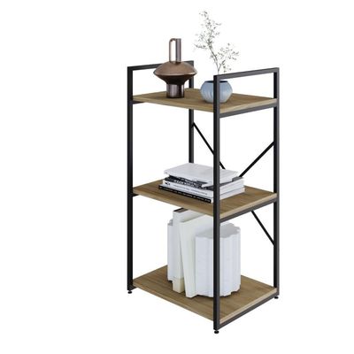 Estante C/03 Prateleiras 84x45x33cm Yon Vermont Oak/est.preta Vermont Oak/est.preta