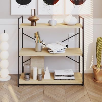 Estante C/03 Prateleiras 84x80x33cm Yon Vermont Oak/est.preta Vermont Oak/est.preta