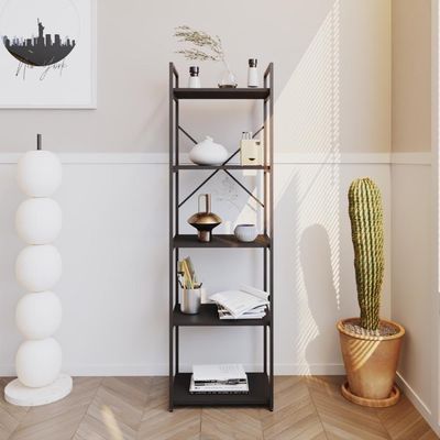 Estante C/05 Prateleiras 152x45x33cm Yon Preto Tx/est.preta Preto Tx/est.preta