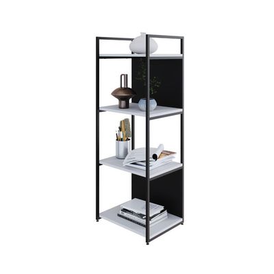 Estante C/04 Prateleiras 118x45x33cm C/fundo Yon Branco Tx/est.preto Branco Tx/est.preta