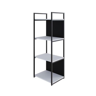Estante C/04 Prateleiras 118x45x33cm C/fundo Yon Branco Tx/est.preto Branco Tx/est.preta