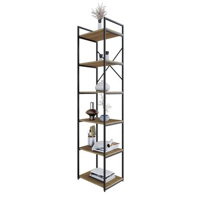 Estante Alta C/06 Prateleiras 185x45x33cm Yon Vermont Oak/est.preta Vermont Oak/est.preta