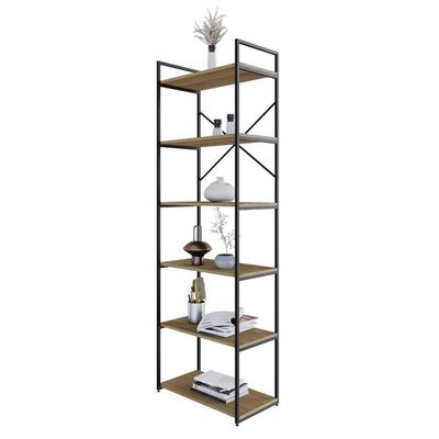 Estante Alta C/06 Prateleiras 185x60x33cm Yon Vermont Oak/est.preta Vermont Oak/est.preta