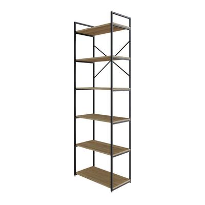 Estante Alta C/06 Prateleiras 185x60x33cm Yon Vermont Oak/est.preta Vermont Oak/est.preta