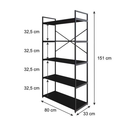 Estante C/05 Prateleiras 152x80x33cm Yon Preto Tx/est.preta Preto Tx/est.preta