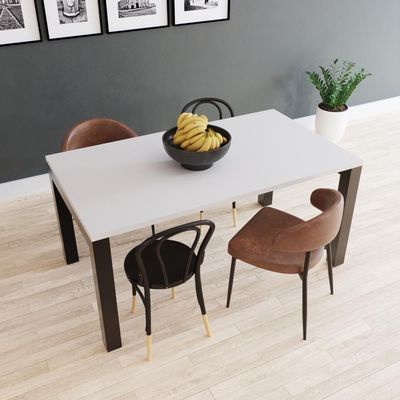Mesa De Jantar Bronx U 160x90x77cm Brmj9160u Branco Tx - Est.preta Branco Tx/est.preta
