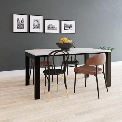 Mesa De Jantar Bronx U 160x90x77cm Brmj9160u Branco Tx - Est.preta Branco Tx/est.preta