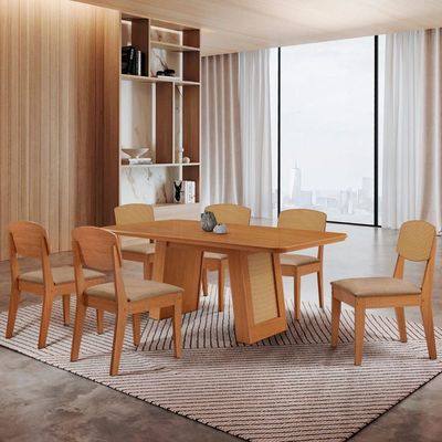 Mesa Carolina 180 Tampo Mdf 6 Cadeiras Moderna  Mobilia