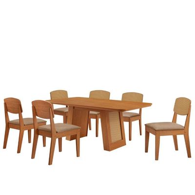 Mesa Carolina 180 Tampo Mdf 6 Cadeiras Moderna  Mobilia