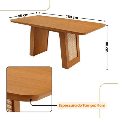 Mesa Carolina 180 Tampo Mdf 6 Cadeiras Moderna  Mobilia