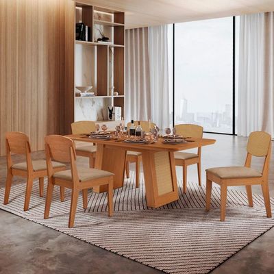 Mesa Carolina 180 Tampo Mdf 6 Cadeiras Moderna  Mobilia