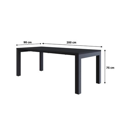 Mesa De Jantar Bronx U 200x90x77cm Brmj9200u Preto Tx - Est.preta Preto Tx/est.preta
