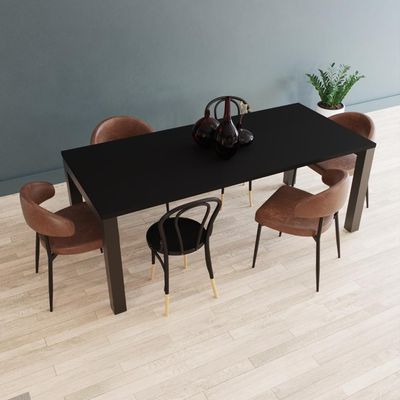 Mesa De Jantar Bronx U 200x90x77cm Brmj9200u Preto Tx - Est.preta Preto Tx/est.preta