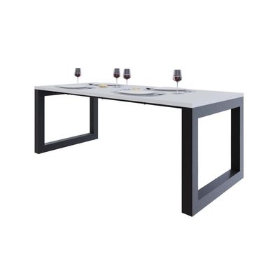 Mesa De Jantar Bronx 200x90x77cm Brmj9200 Branco Tx - Est.preta Branco Tx/est.preta
