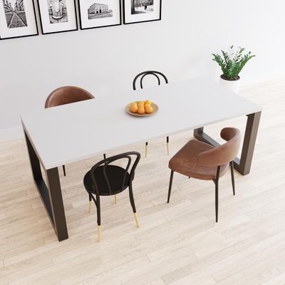 Mesa De Jantar Bronx 200x90x77cm Brmj9200 Branco Tx - Est.preta Branco Tx/est.preta