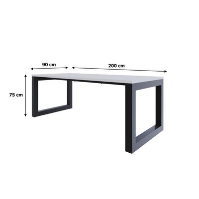 Mesa De Jantar Bronx 200x90x77cm Brmj9200 Branco Tx - Est.preta Branco Tx/est.preta