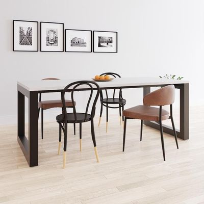 Mesa De Jantar Bronx 200x90x77cm Brmj9200 Branco Tx - Est.preta Branco Tx/est.preta
