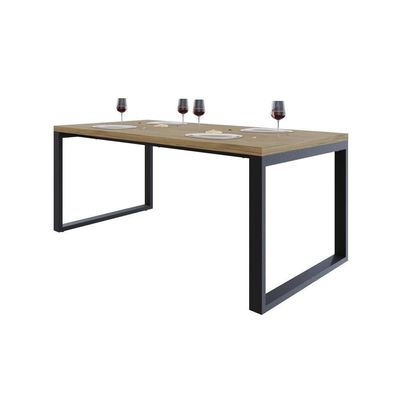 Mesa De Jantar Queens 180x90x77cm Qemj9180 Vermont Oak - Est.preta Vermont Oak/est.preta