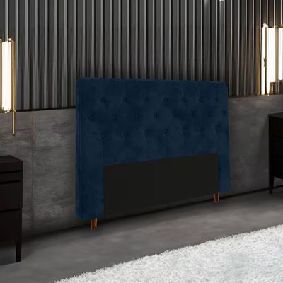 Cabeceira para Cama Box Casal Marcela com Revestimento em Suede Portobel Azul