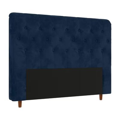 Cabeceira para Cama Box Casal Marcela com Revestimento em Suede Portobel Azul