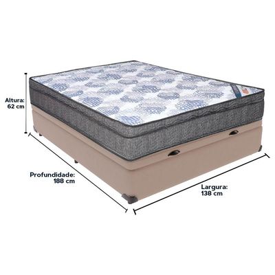 Cama Box Baú Bege E Colchão Iso Superpocket Molas Ensacadas Casal Ortobom