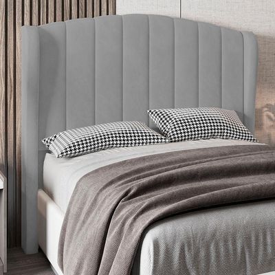 Cabeceira Casal Queen Cama 160cm Glenda I02 Veludo Cinza - Mpozenato