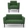 Sofá Namoradeira E 1 Poltrona Base Madeira Preto Ana Suede Verde - Ibiza