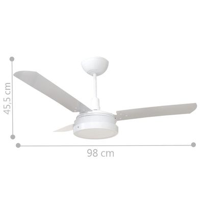 Ventilador Led Breeze Branco 220v 3 Pás Brancas E Controle Remoto