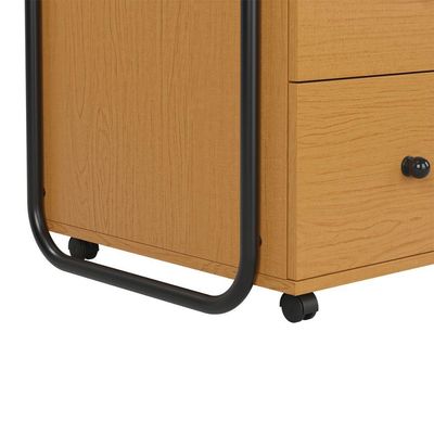 Gaveteiro Cômoda Organizadora Industrial 3 Gavetas Com Rodízio Criare Puxadores De Ferro Nature