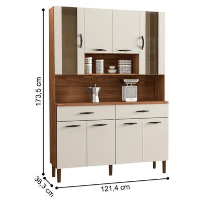 Kit Cozinha 8 Portas E Gavetas Golden Nogueira / Off White