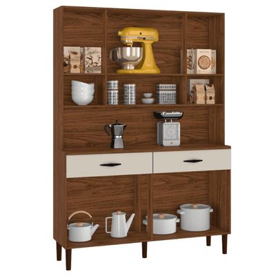 Kit Cozinha 8 Portas E Gavetas Golden Nogueira / Off White