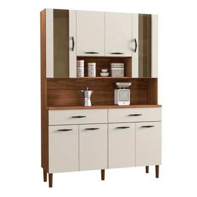 Kit Cozinha 8 Portas E Gavetas Golden Nogueira / Off White