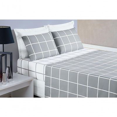 Jogo De Cama Com Lençol De Cima 200 Fios Austin King 04 Peças - colorido na tonalidade Cinza