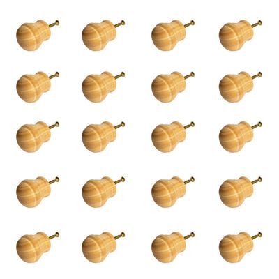 Kit 20 Puxadores de Madeira Redondos P/ Móveis Gavetas Armários Modelo Peão