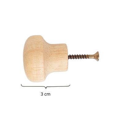 Kit 5 Puxadores de Madeira Redondos P/ Móveis Gavetas Armários Modelo Paris
