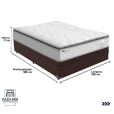 Cama Box Baú Marrom E Colchão Amsterdã Molas Ensacadas Casal Probel