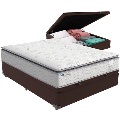 Cama Box Baú Marrom E Colchão Amsterdã Molas Ensacadas Casal Probel