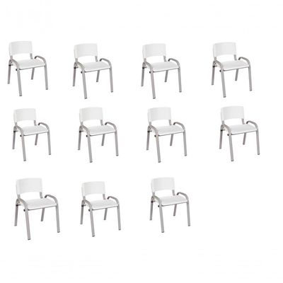Kit 11 Cadeira Iso Infantil Creche, Escola Base Cinza Branco