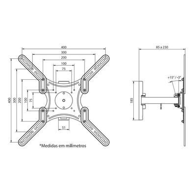 Suporte Articulado De Parede Para Tv De 26 A 55 Full40 Elg