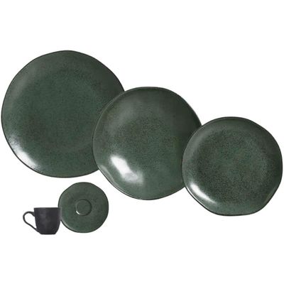 Aparelho de Jantar Porto Brasil Orgânico Arauco 30 Peças Cerâmica Stoneware Verde Mesa Posta