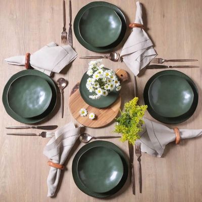 Aparelho de Jantar Porto Brasil Orgânico Arauco 30 Peças Cerâmica Stoneware Verde Mesa Posta