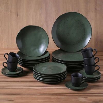 Aparelho de Jantar Porto Brasil Orgânico Arauco 30 Peças Cerâmica Stoneware Verde Mesa Posta